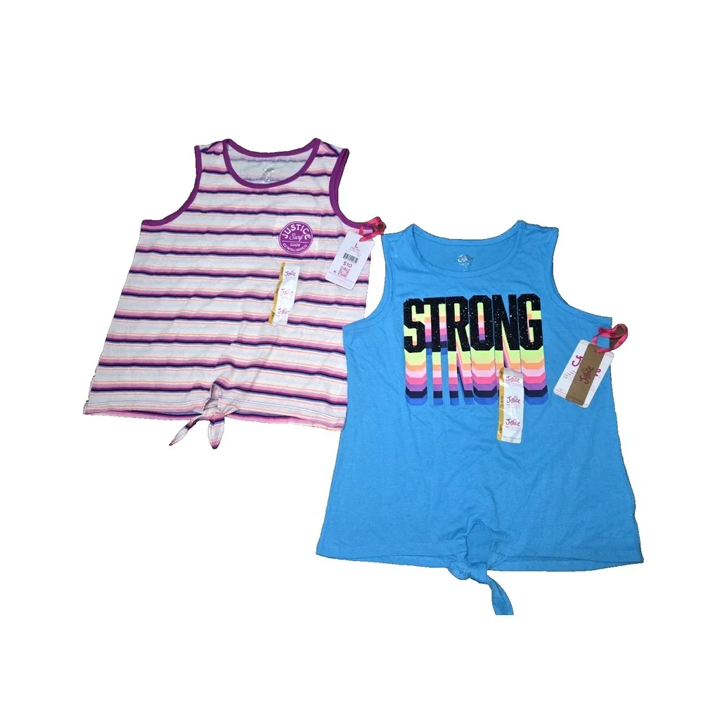 Lot Of 2 -‎ NWT Justice Girl's Front Knot Sleeveless Tank Tops XL -12-14